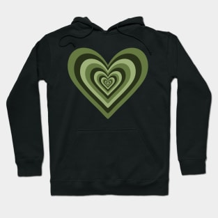 Olive Green Expanding Hearts Hoodie